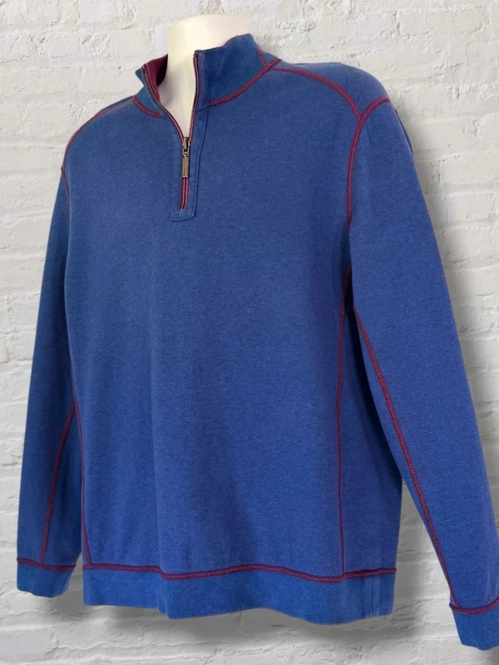 Tommy Bahama Flipshore Reversible Quarter Zip Men’s Large Blue Burgundy